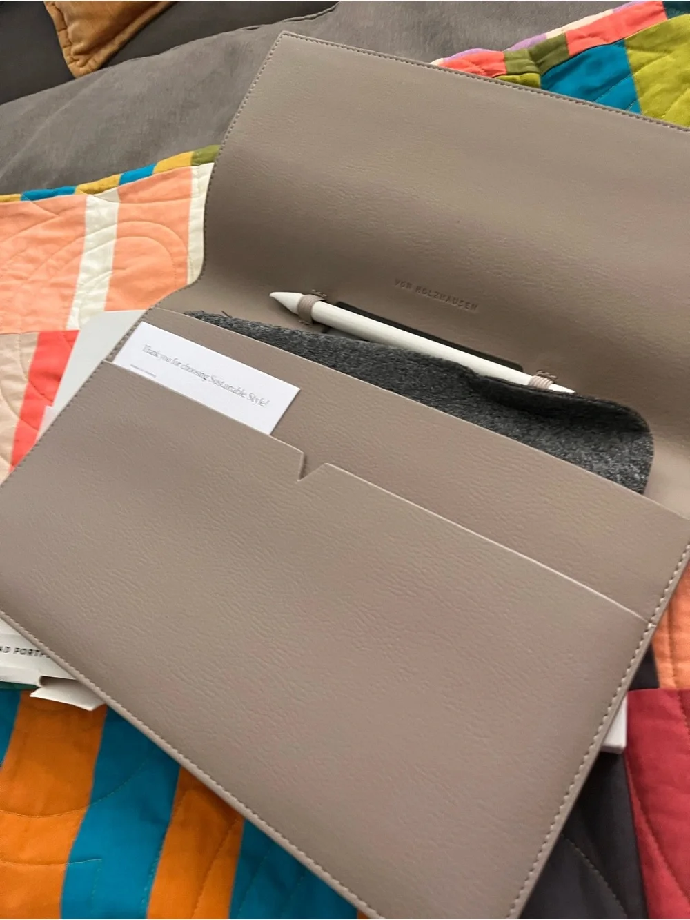 Von Holzhausen Taupe iPad Portfolio Case